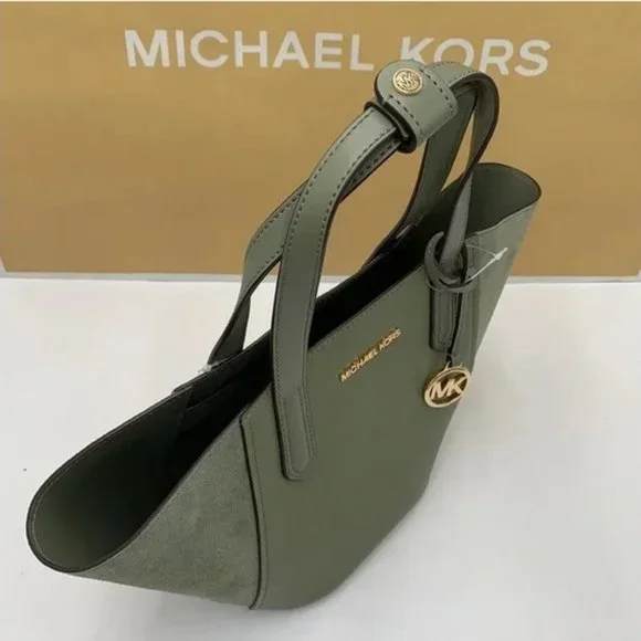 Michael Kors Portia Small Bucket Tote in Army Green color - Picture 5 of 13
